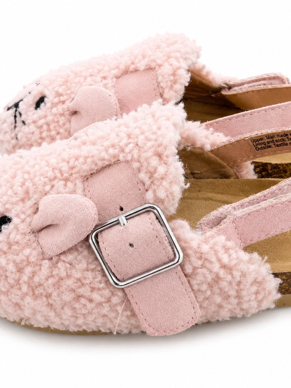 Toddler Pink Plush Bunny Face Slingback Shoes